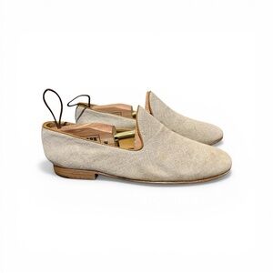 Men’s Johnston & Murphy Wellington Bologna Cream Linen Loafers Size 8.5